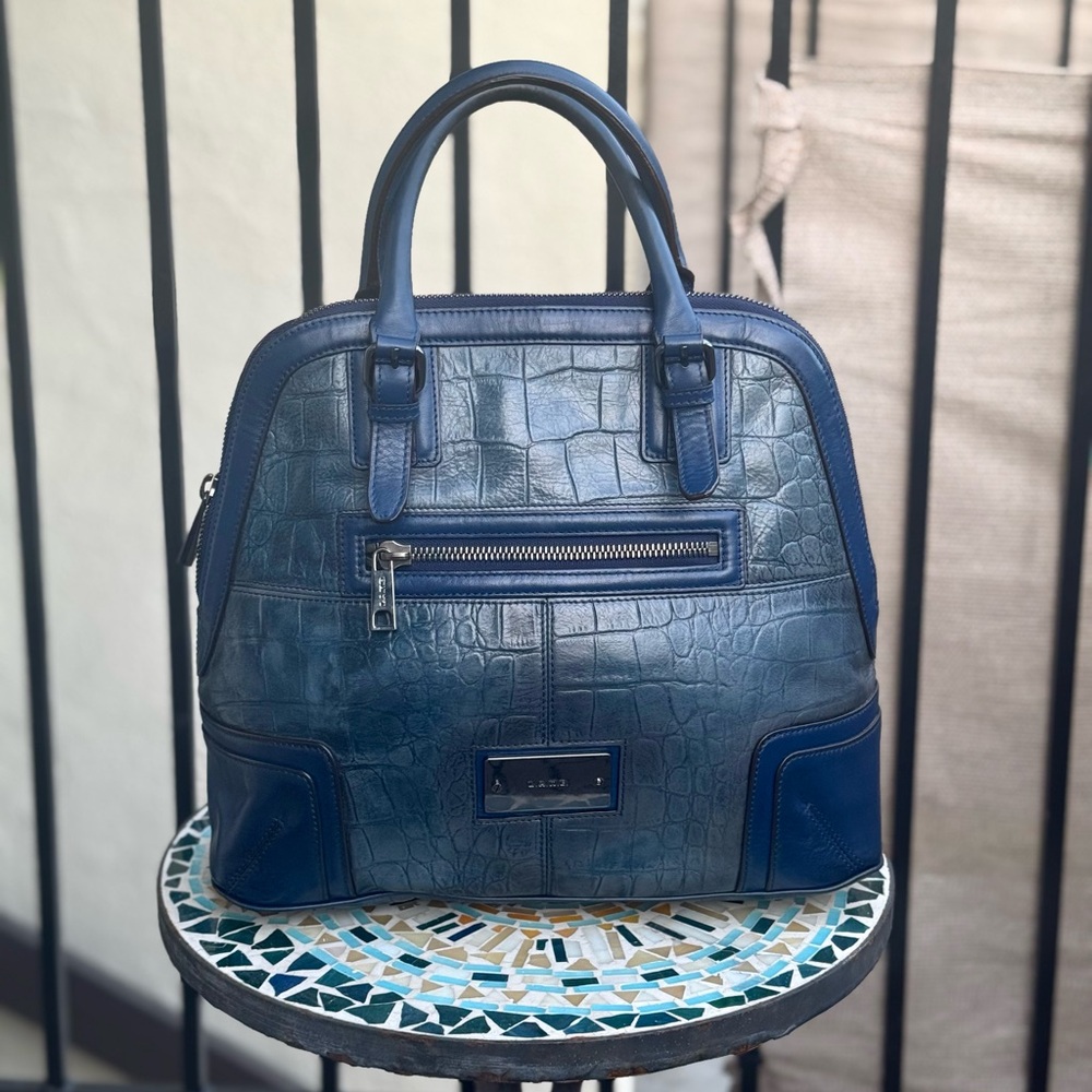 L.A.M.B. Blue Croc-Embossed Tote
